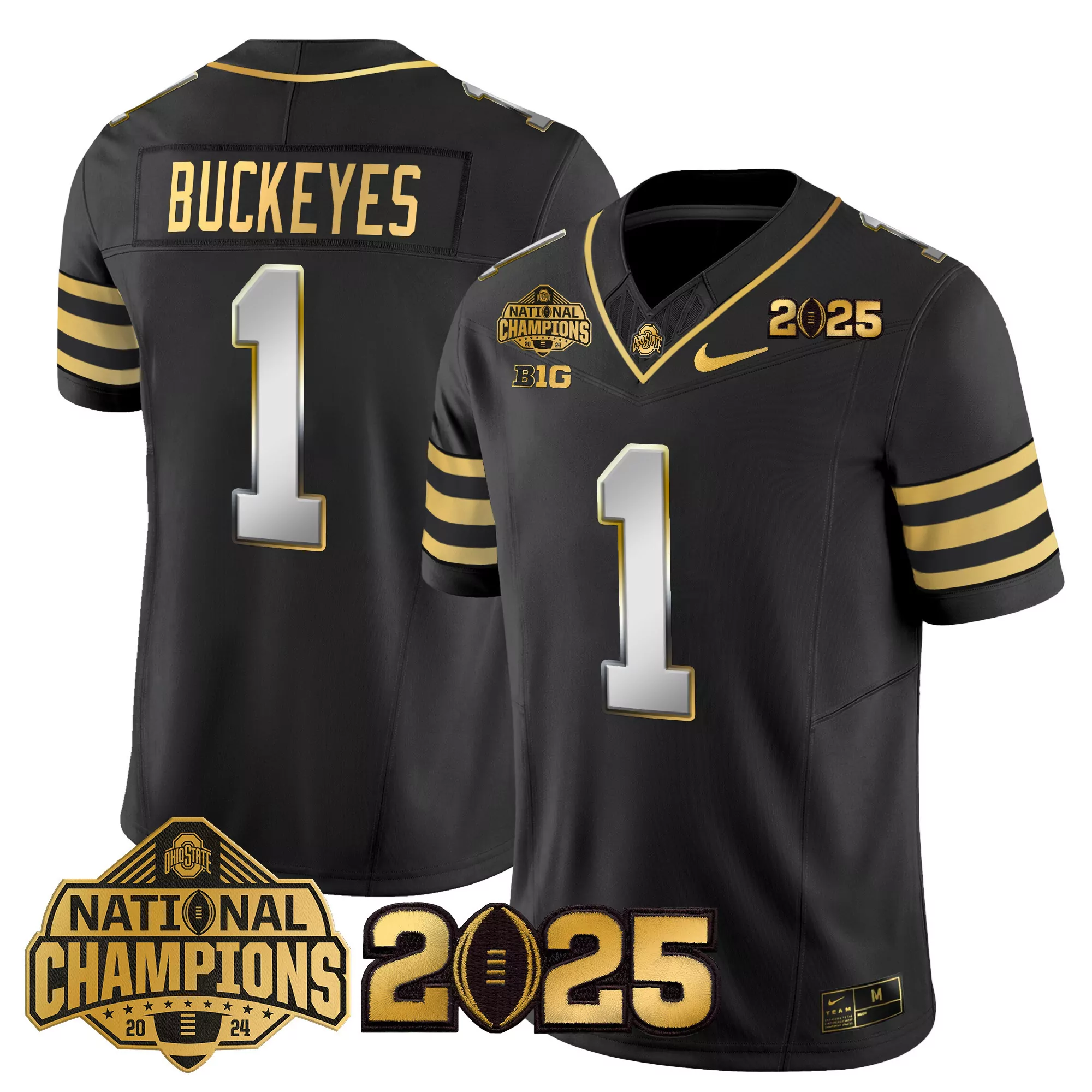 buckeyes 1 men s vapor jersey white heritage stripe 2025 rose bowl champions edition
