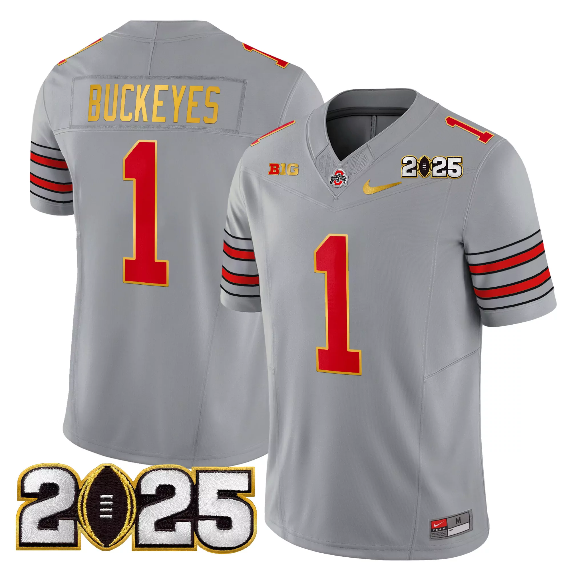Buckeyes 1 Men'S Stitched Black Jersey With National Champions Patch 2025