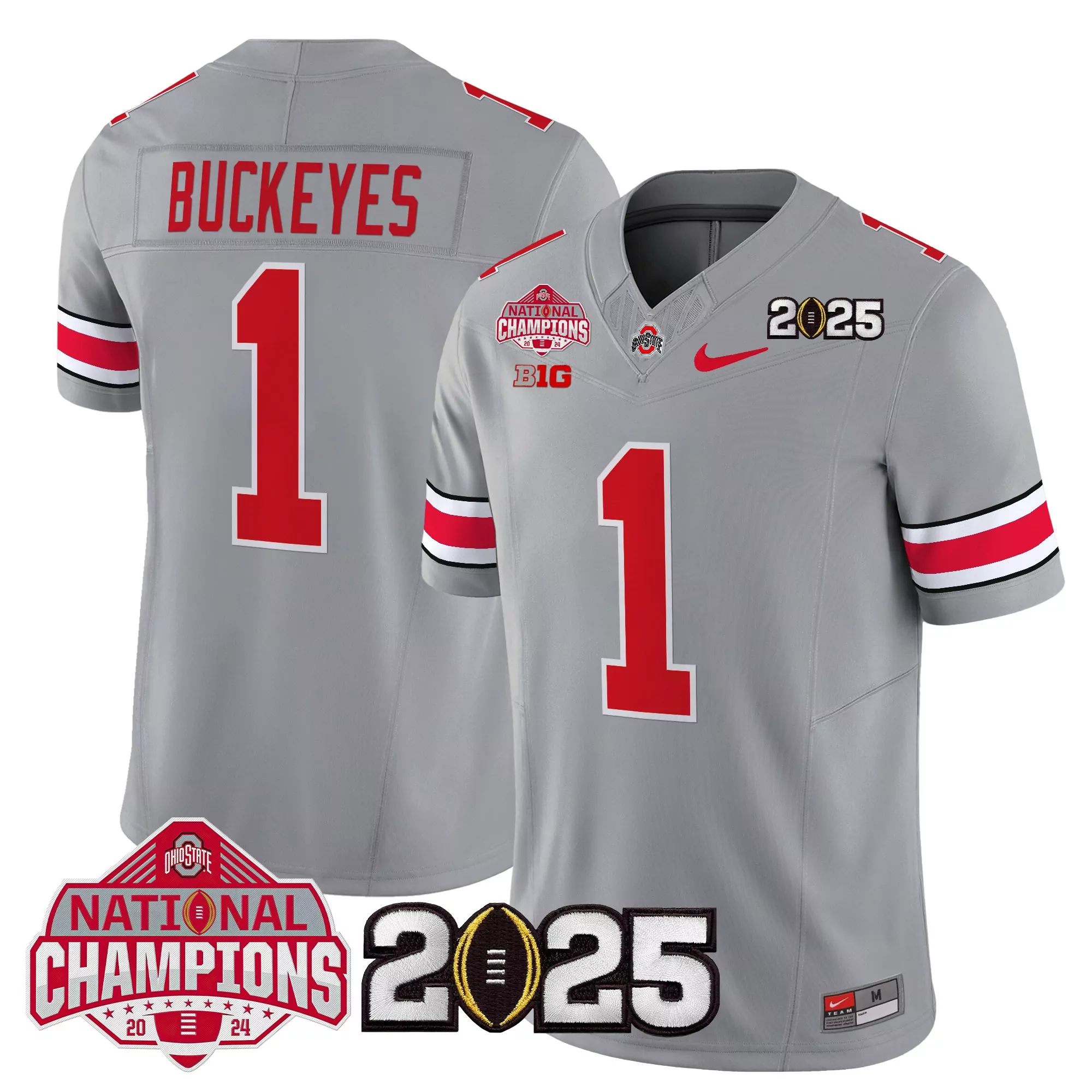 Buckeyes 1 Men'S Stitched Jersey Black National Champions 2025 Name Patch 1