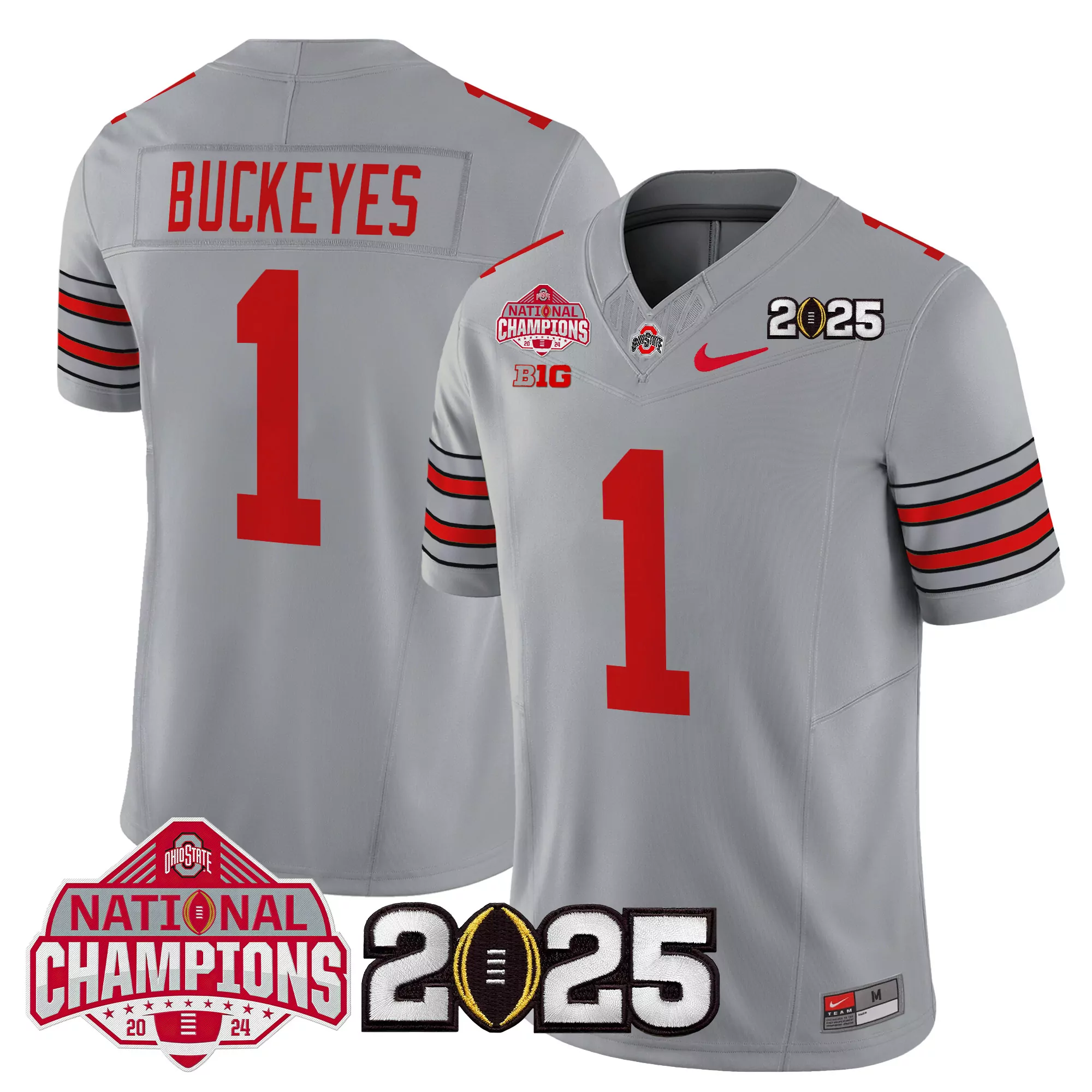 Buckeyes 1 Men'S Stitched Jersey Black National Champions 2025 Name Patch 1