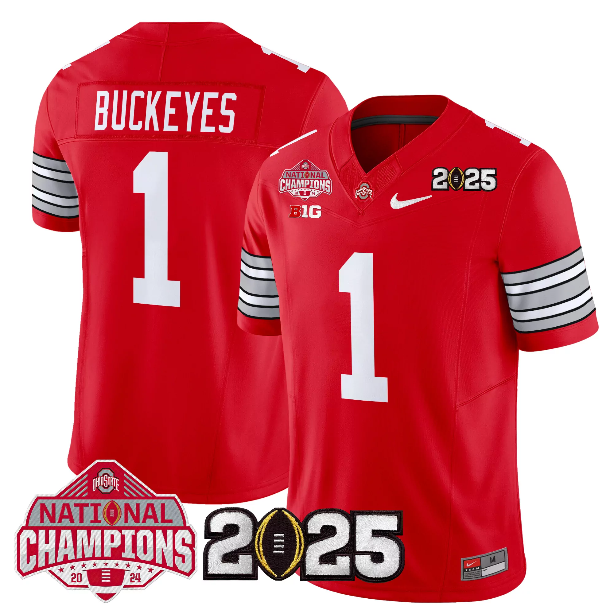 Buckeyes 1 Men'S Stitched Jersey Black National Champions 2025 Name Patch 1
