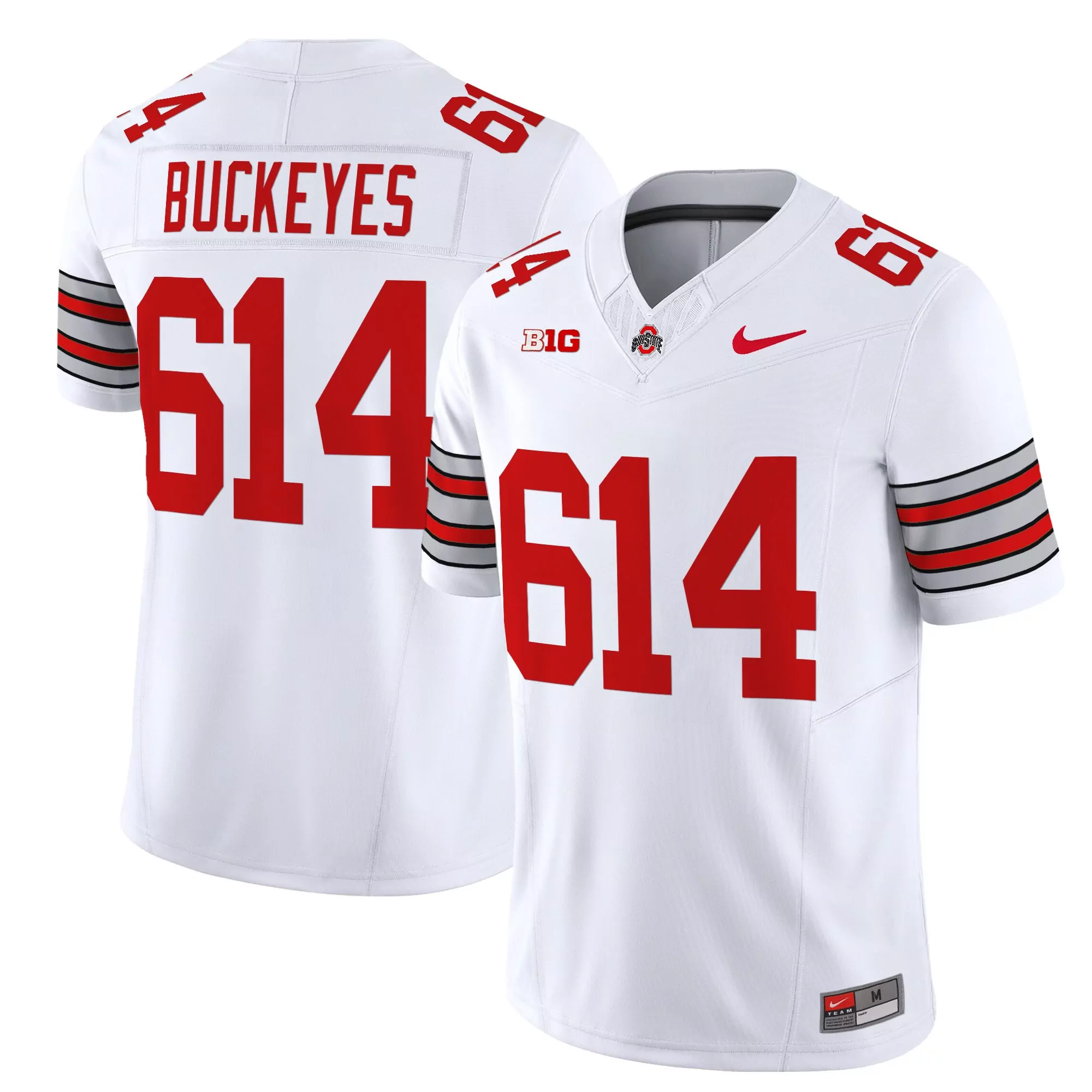 buckeyes 614 men s vapor jersey gray stitched embroidered patch 2025 season