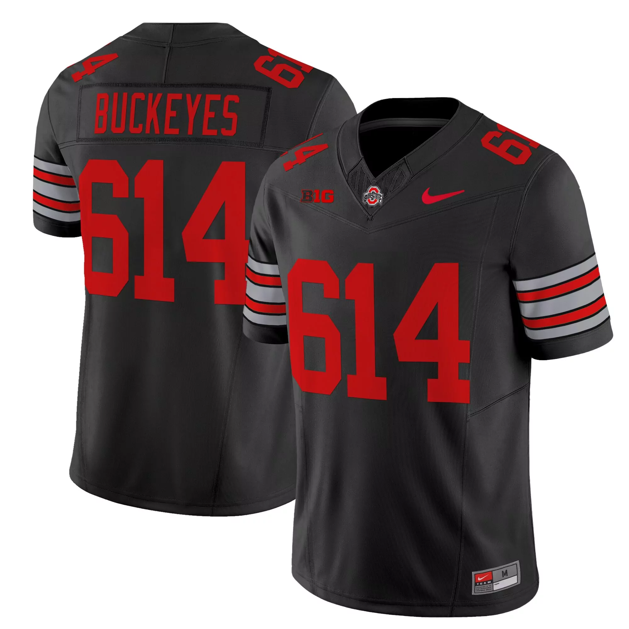 buckeyes 614 men s vapor jersey gray stitched embroidered patch 2025 season