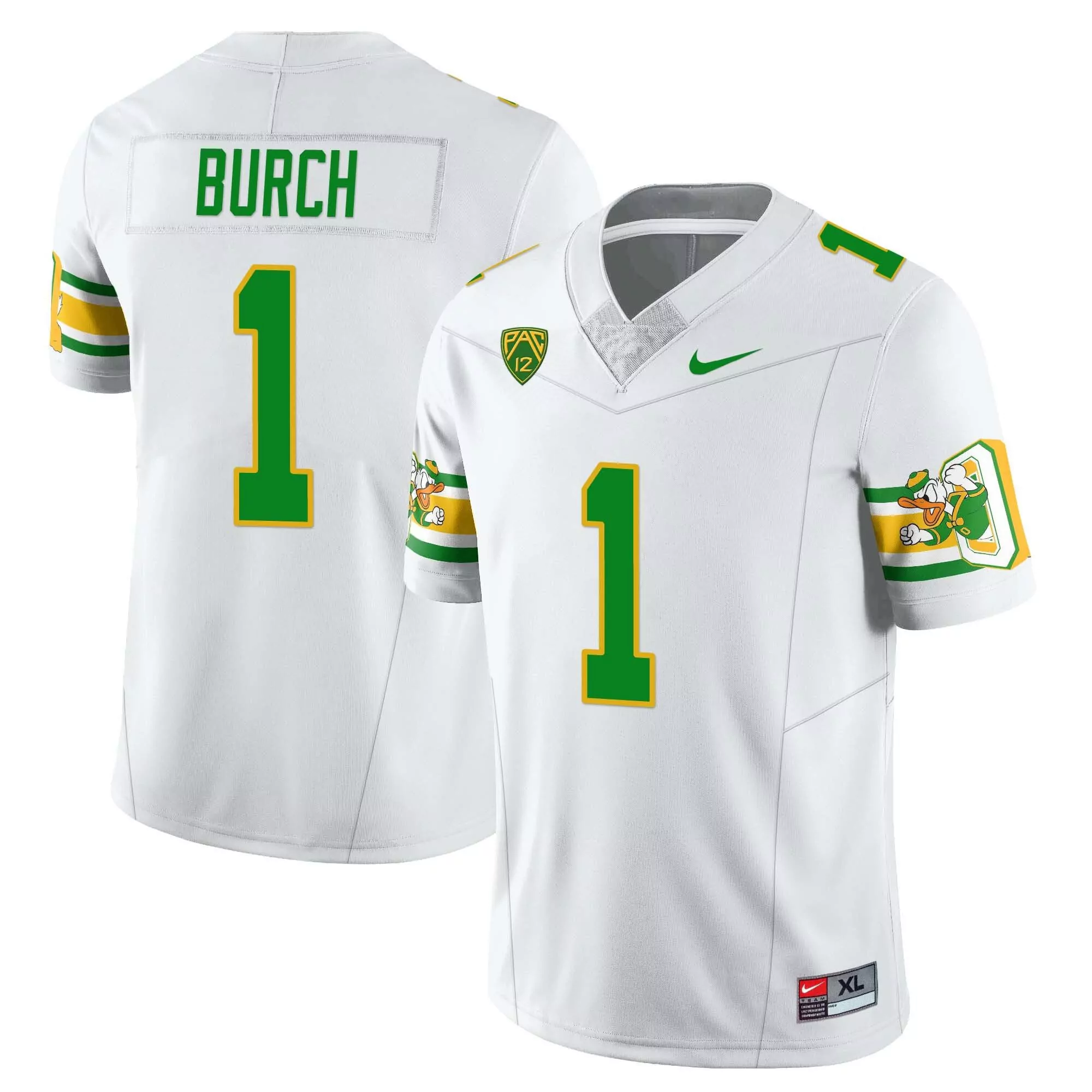 Burch 1 Men'S Stitched Oregon Ducks White Jersey 2023 With Name Patch
