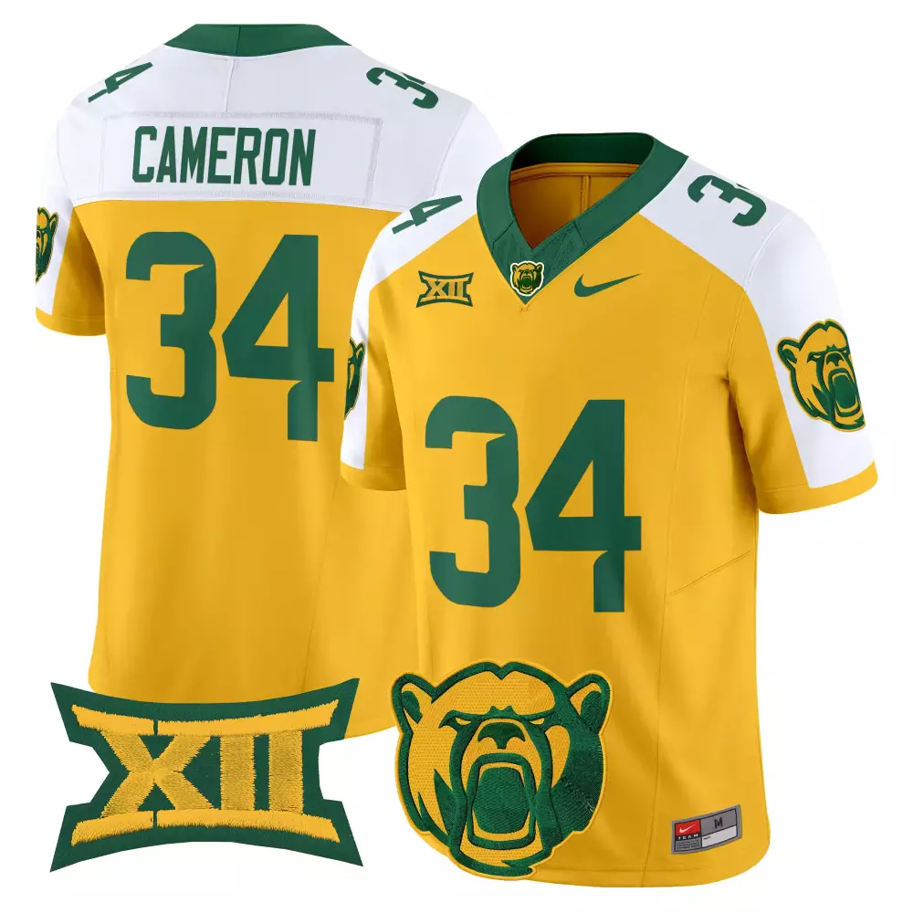 Cameron 34 Men'S Stitched Jersey Baylor Bears 2025 Green Xii Patch