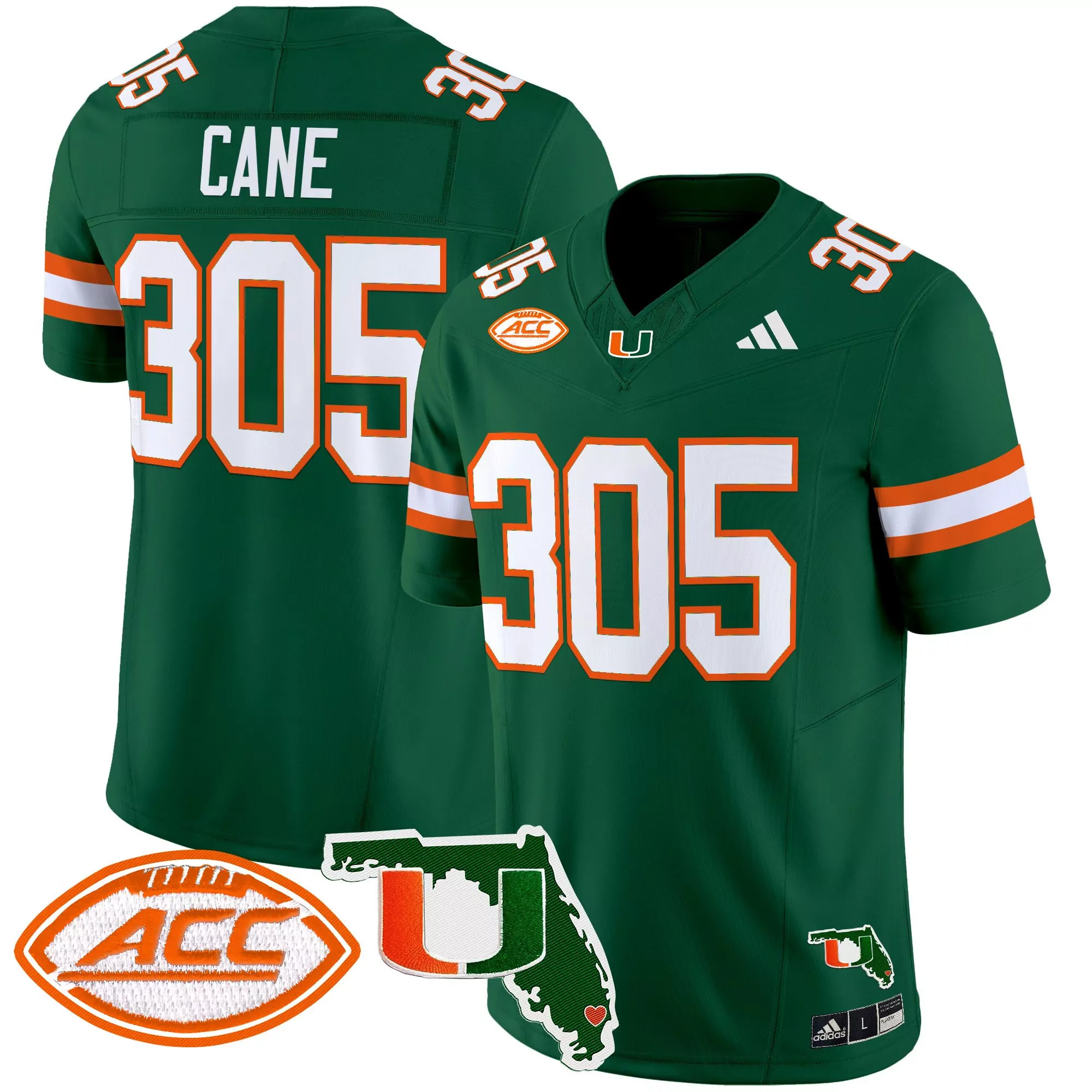 cane 305 women s stitched vapor jersey miami hurricanes green 2025 acc patch
