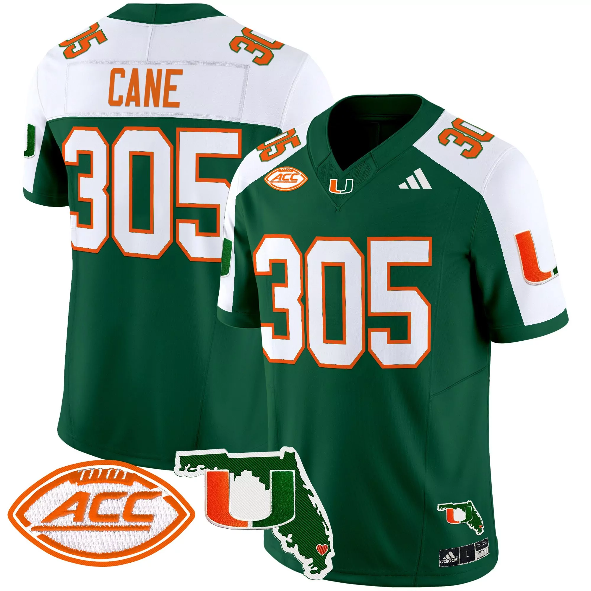 cane 305 women s stitched vapor jersey miami hurricanes green 2025 acc patch