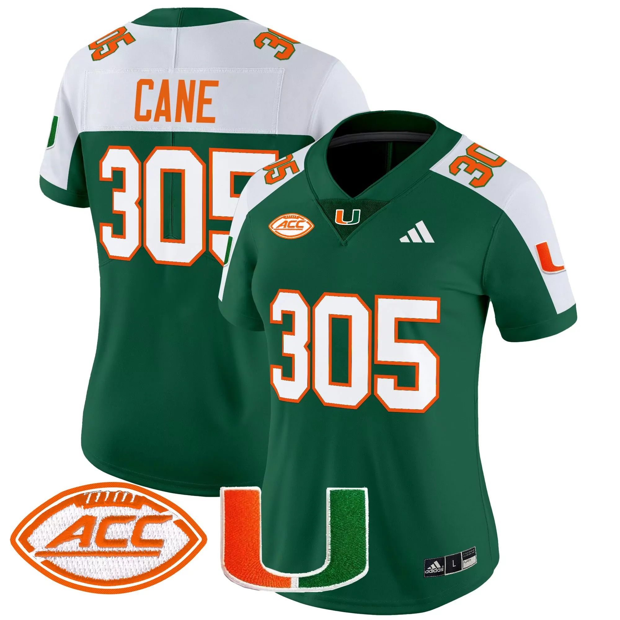 Cane 305 Women'S Orange Miami Hurricanes Stitched Jersey With Name Patch 2025
