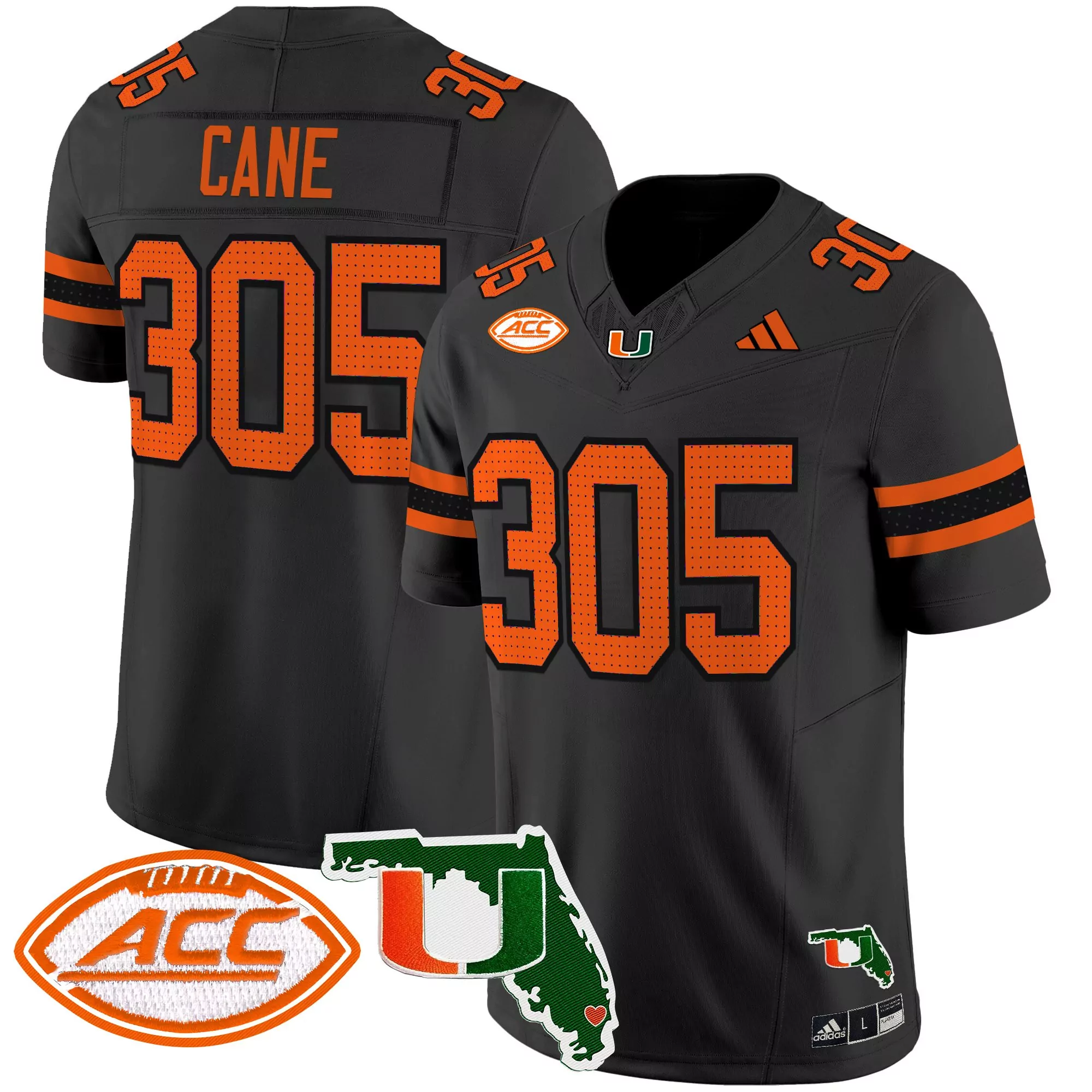 Cane 305 Women'S Orange Miami Hurricanes Stitched Jersey With Name Patch 2025