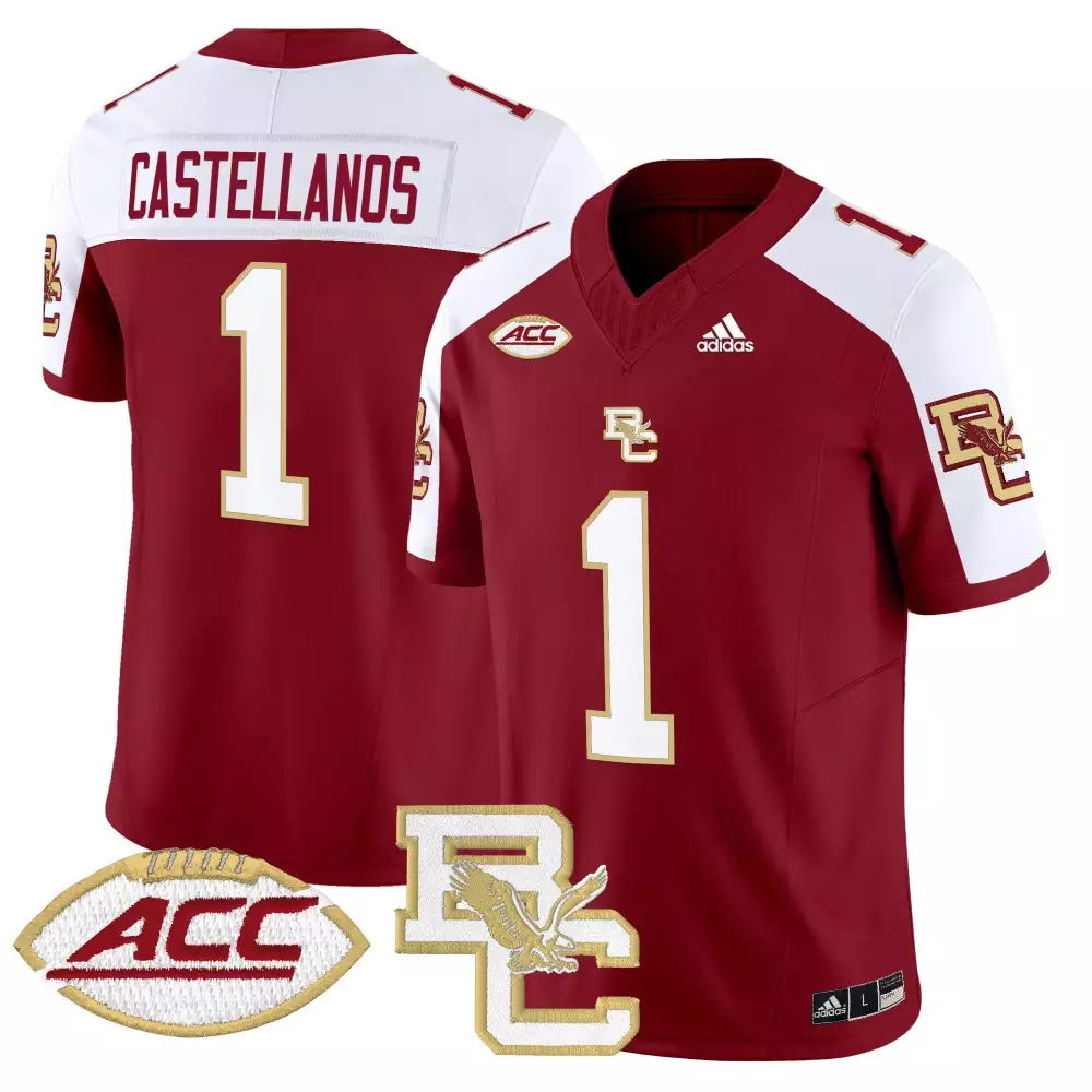 Castellanos 1 Men'S Boston College Eagles Maroon Stitched Jersey Acc Patch 2025
