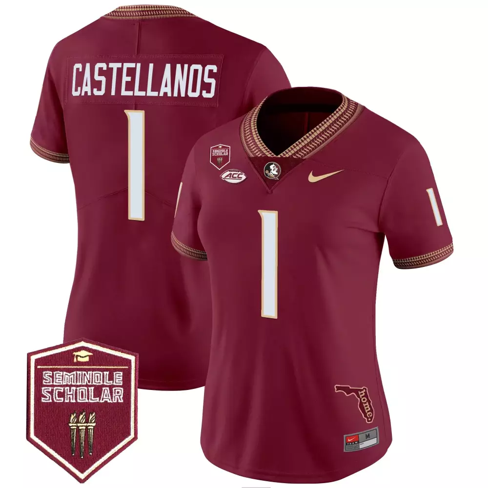 Castellanos 1 Women'S Stitched Jersey Black Florida State Seminoles Seminole Scholar 2025