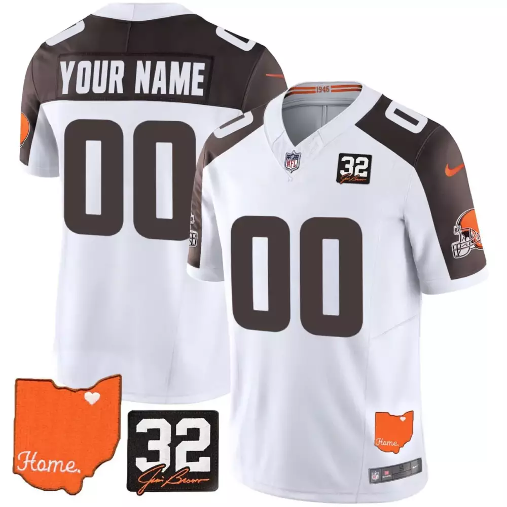 cleveland browns orange all stitched jersey with name patch 32 jim brown 1946 custom men s style