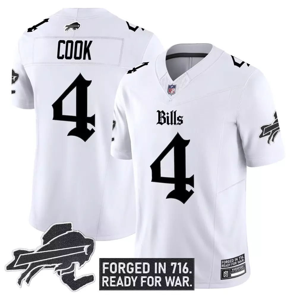 Cook 4 Women's Buffalo Bills White Vapor Limited Jersey | Stitched Embroidered Patch 2023 | For Women, Men & Youth Fan Gear