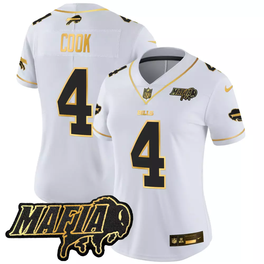 Cook 4 Women's Buffalo Bills White Vapor Limited Jersey | Stitched Embroidered Patch 2023 | For Women, Men & Youth Fan Gear