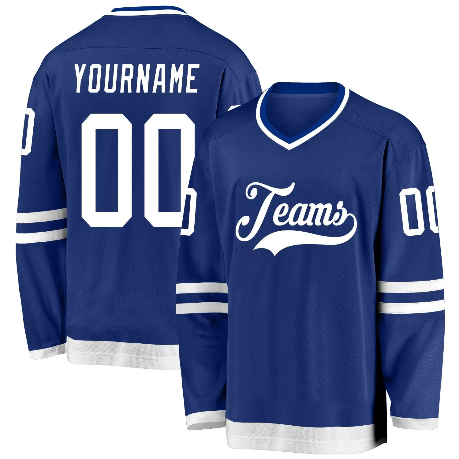 Custom Stitched Men'S Blue Hockey Jersey With Usa Flag Patch Your Name 00 2023