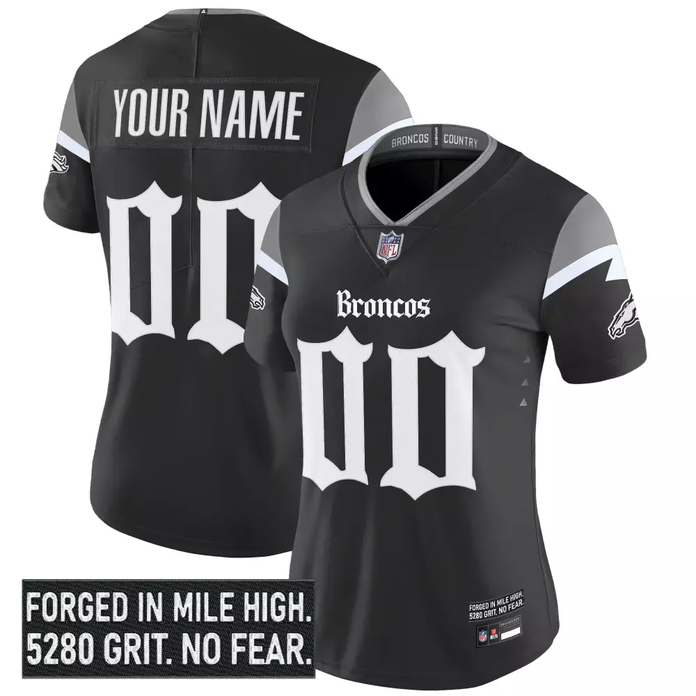 Denver Broncos Women's Stitched Black Jersey | Name Patch 2023 | Limited Edition Fan Gear | For Men, Women & Youth