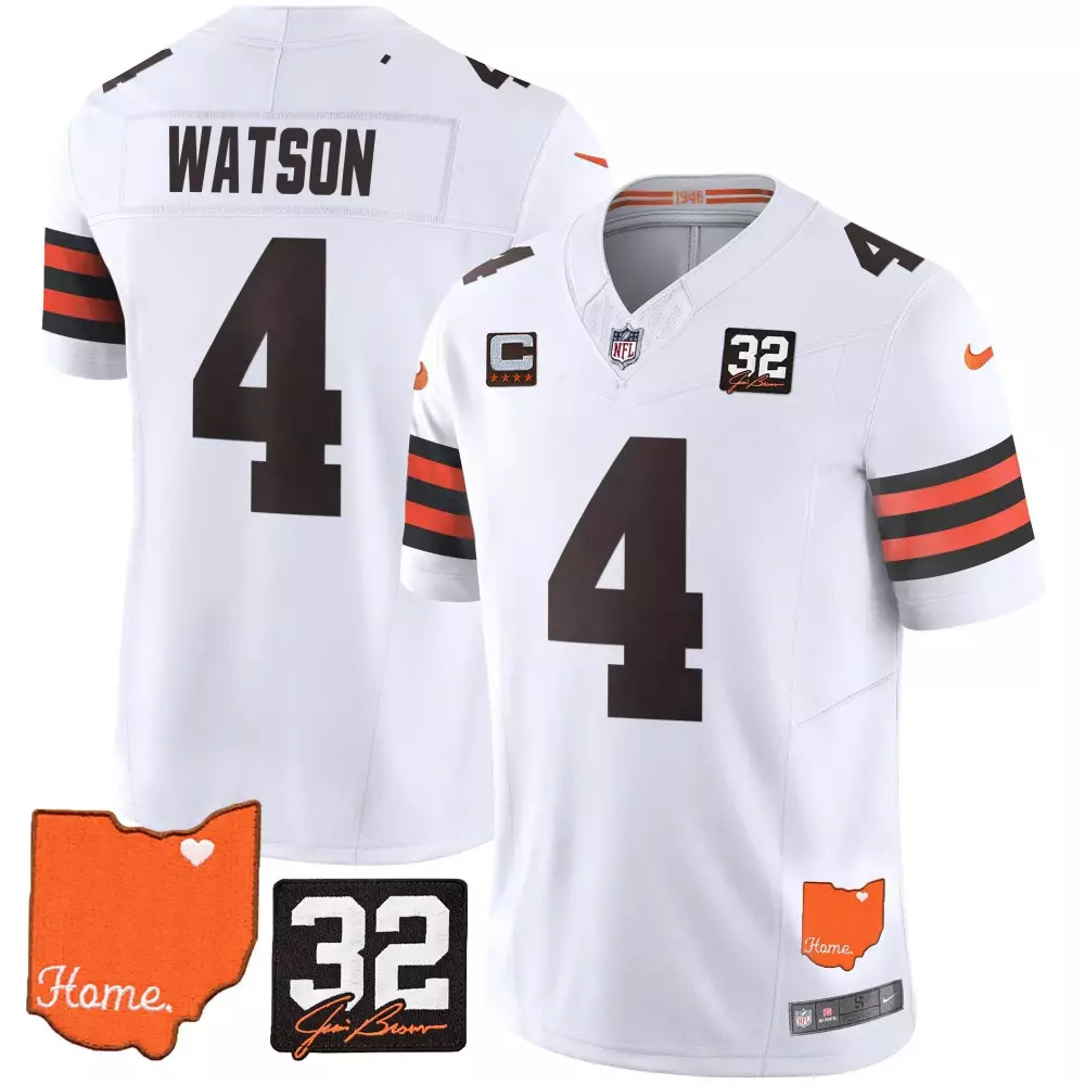 Deshaun Watson 4 Cleveland Browns 2023 Stitched Vapor Jersey | White Home Edition | Fan Gear for Men, Women & Youth