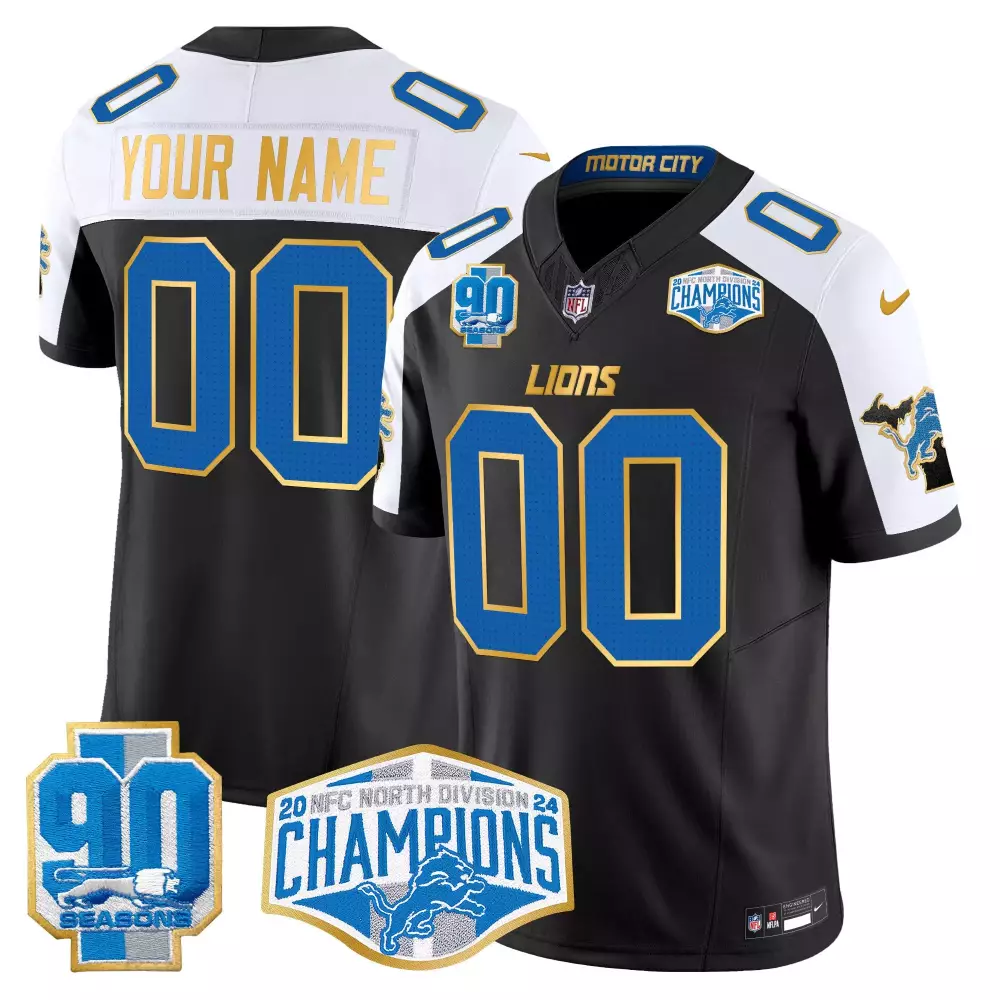 detroit lions black all stitched jersey with name patch 2024 motor city style for men