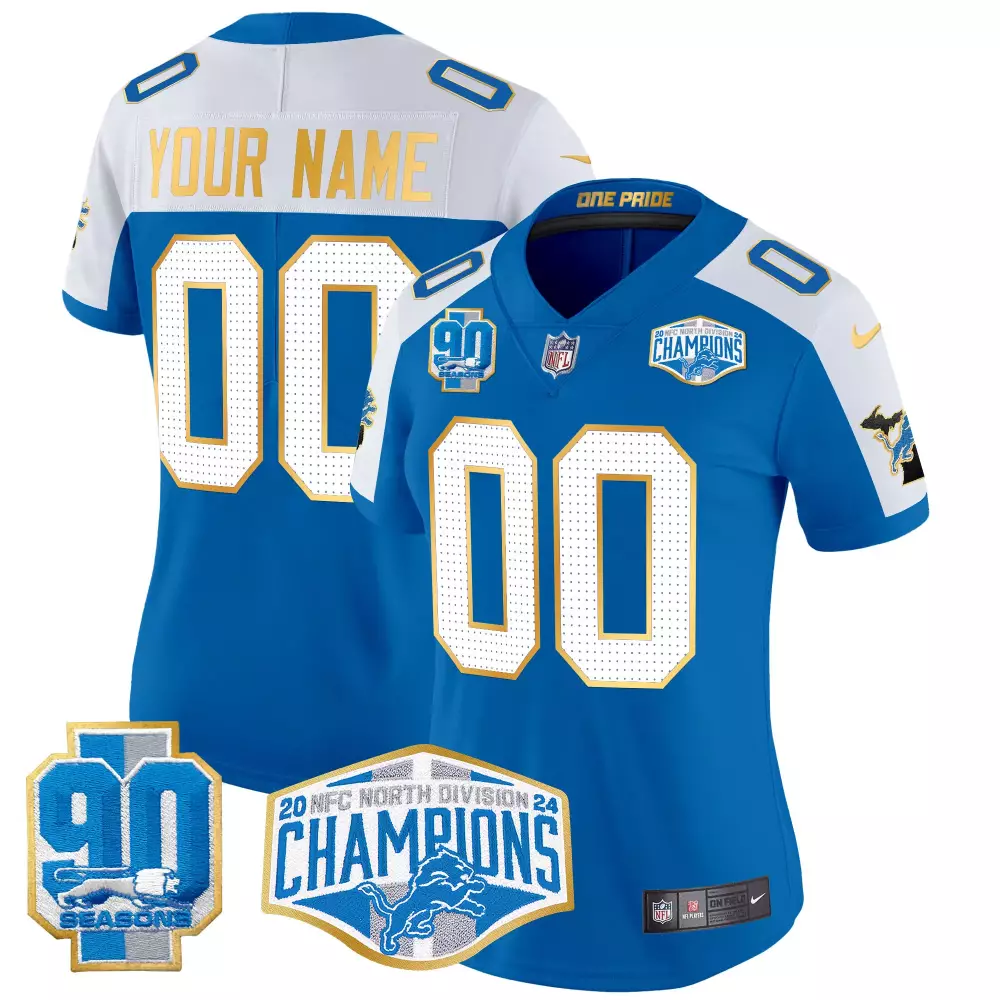 Stitched Blue Detroit Lions Women's Jersey | 2024 NFC North Champions | Limited Edition Fan Gear | For Men, Women & Youth