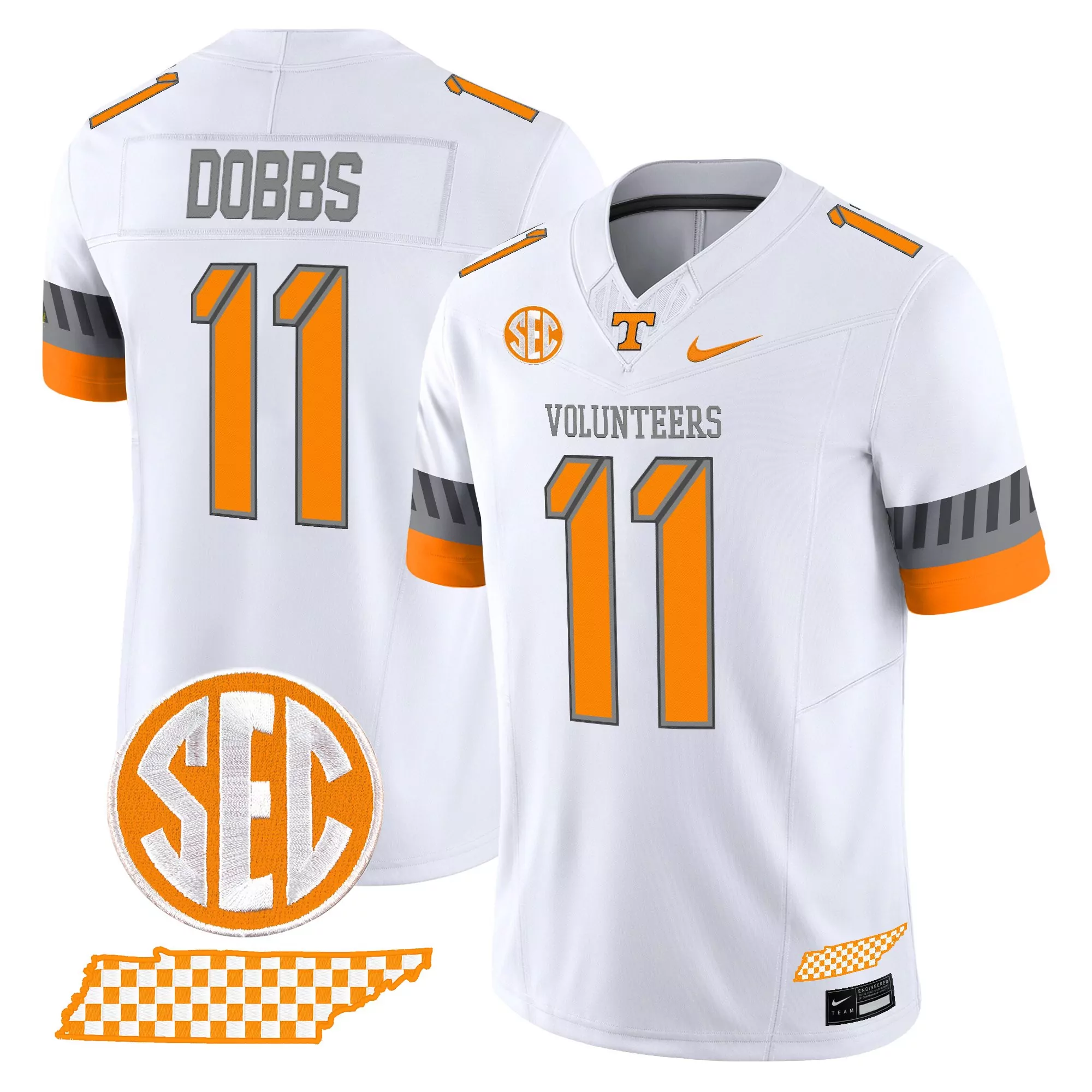 Dobbs 11 Men'S Tennessee Volunteers Stitched Jersey Smokey Grey 2025 Name Patch