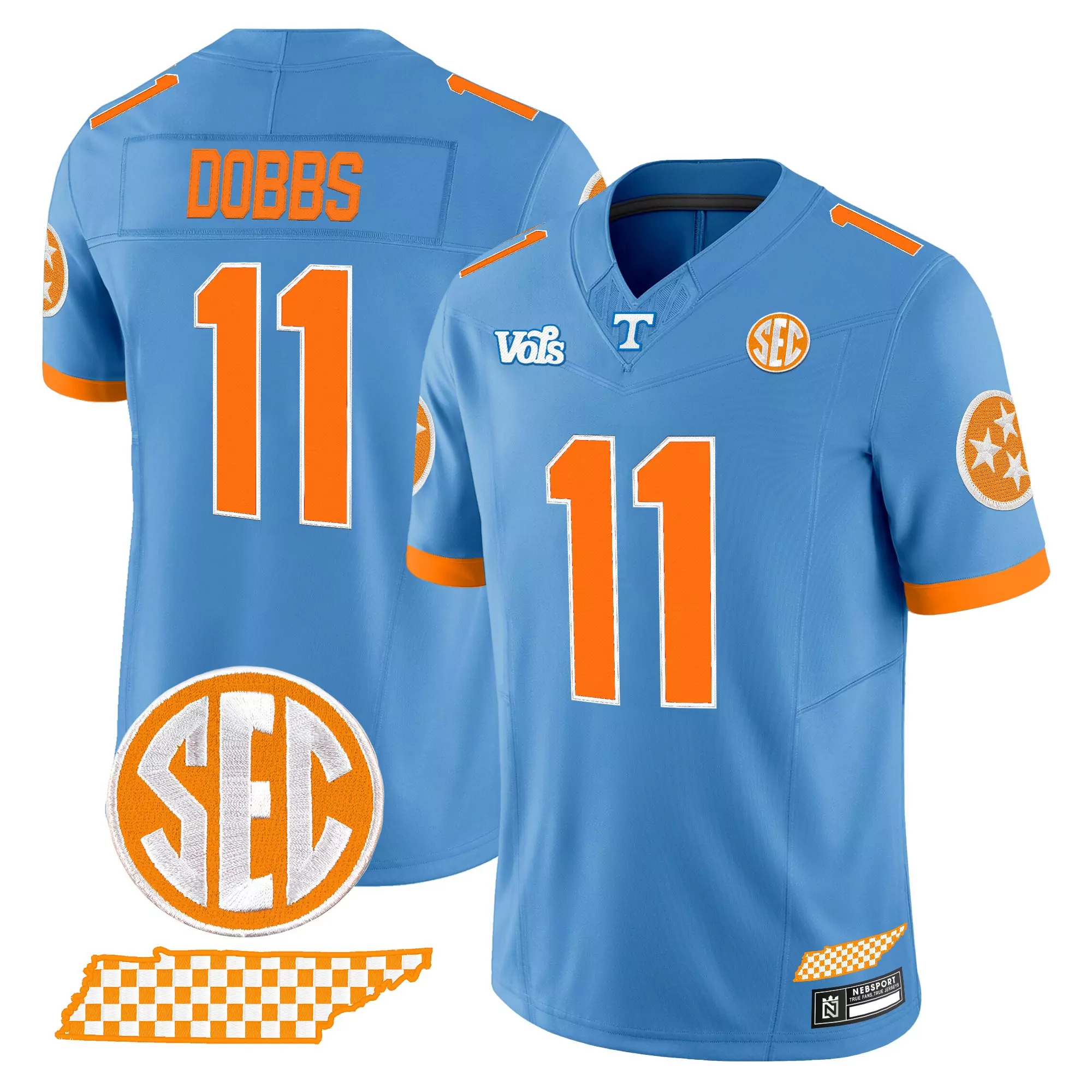 Dobbs 11 Men'S Tennessee Volunteers Stitched Jersey Smokey Grey 2025 Name Patch