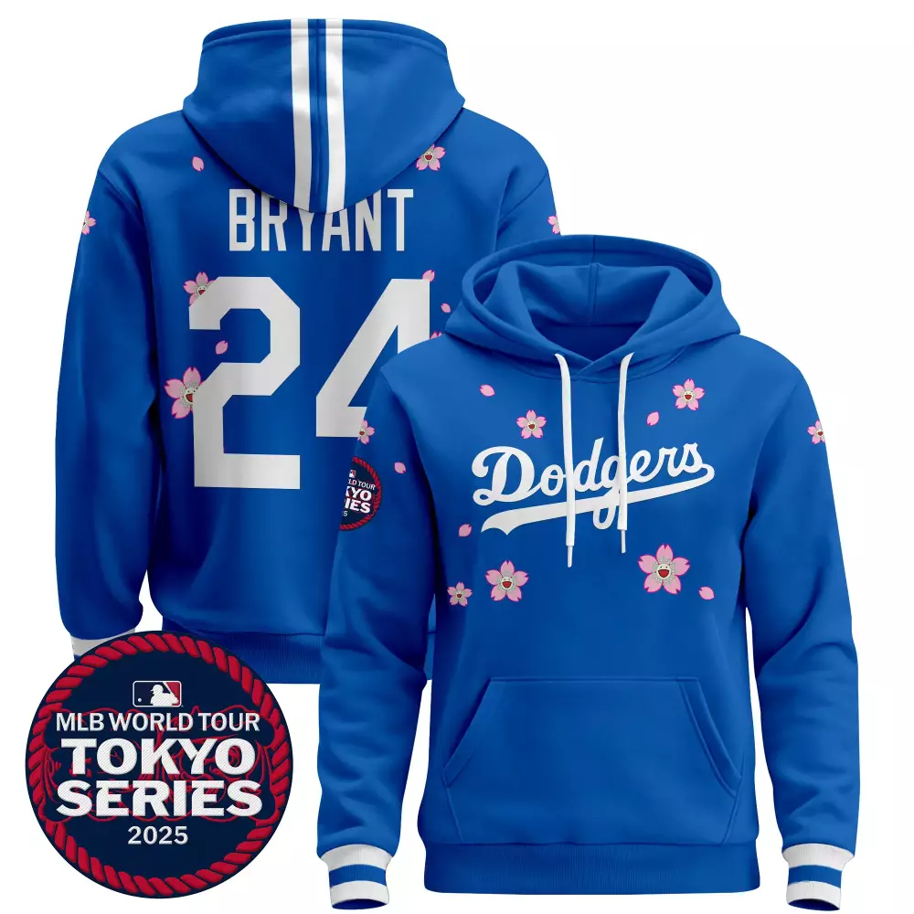 Dodgers Stitched Hoodie Royal Bryant 24 Tokyo Series 2025 Men'S Style Name Patch