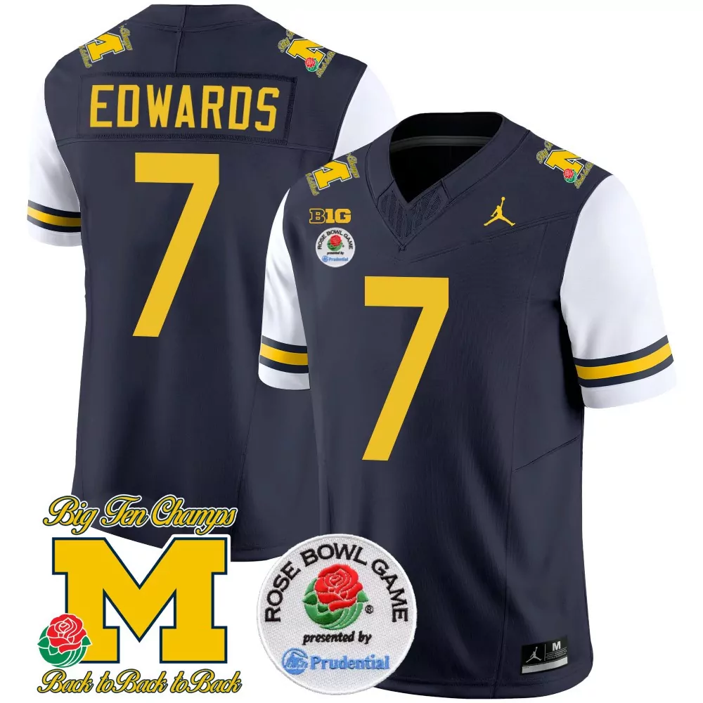 Corum 2 Michigan Wolverines Yellow All Stitched Youth Jersey Name Patch 2023 Rose Bowl Game