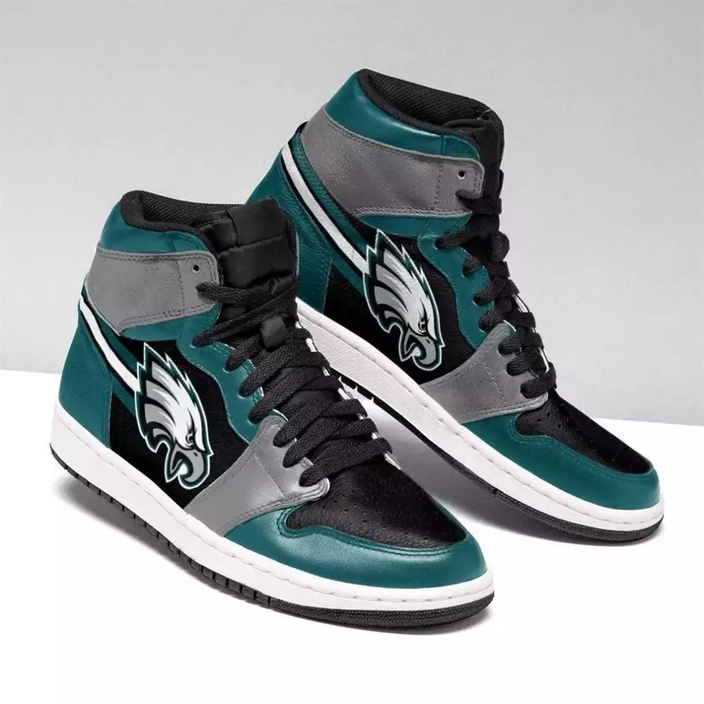 Eagles Stitched High Top Sneakers Black Teal Men'S 2024 Edition Name Patch