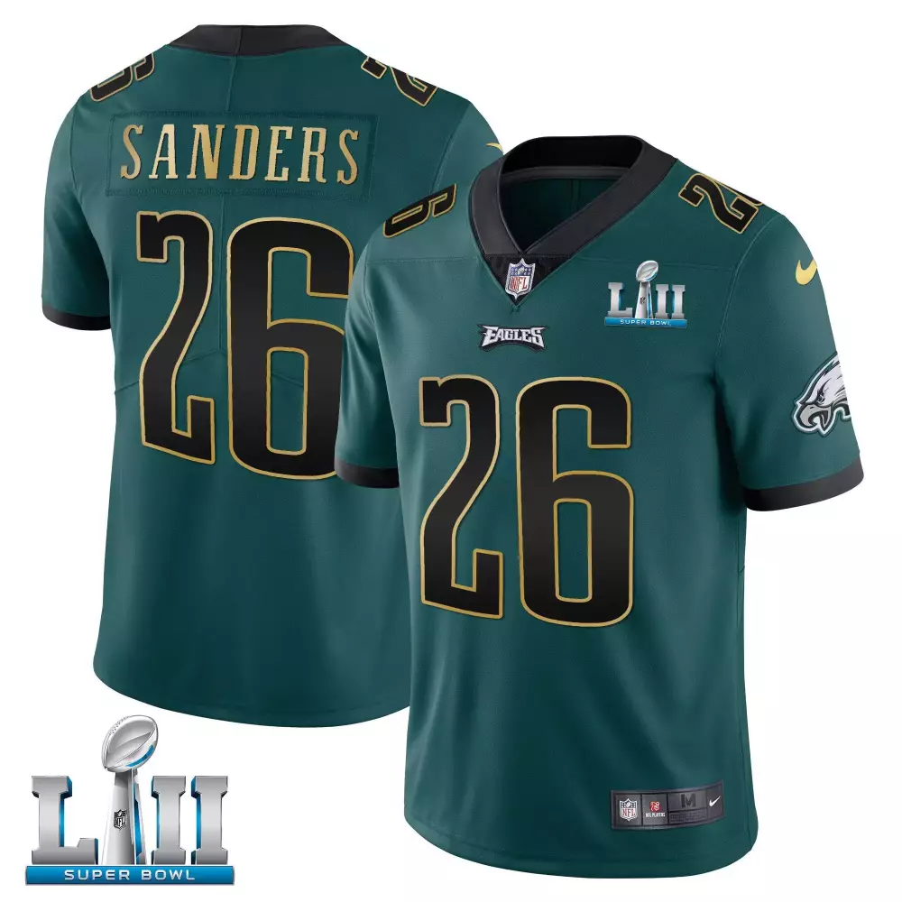 Eagles Super Bowl Lii Patch All Stitched Jersey Black Green Sanders 26 Men'S Style