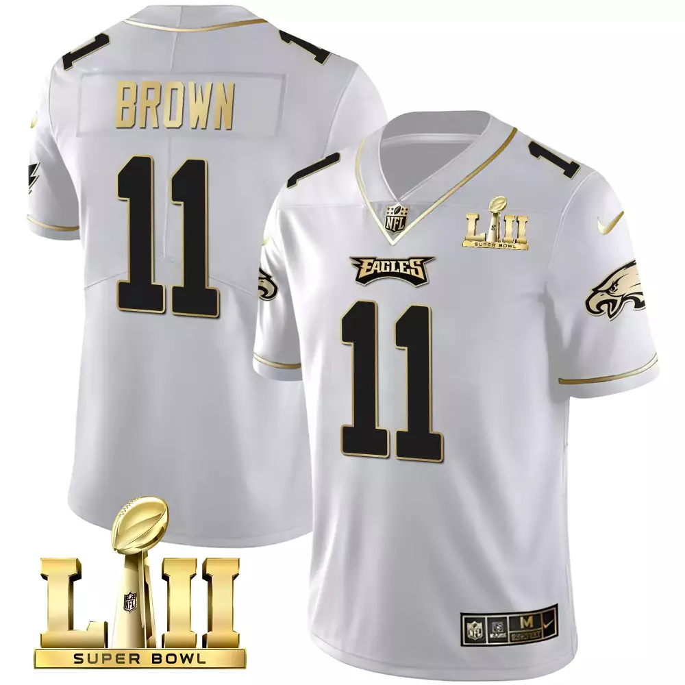 Eagles White All Stitched Jersey Name Patch 2023 Aj Brown Limited Style