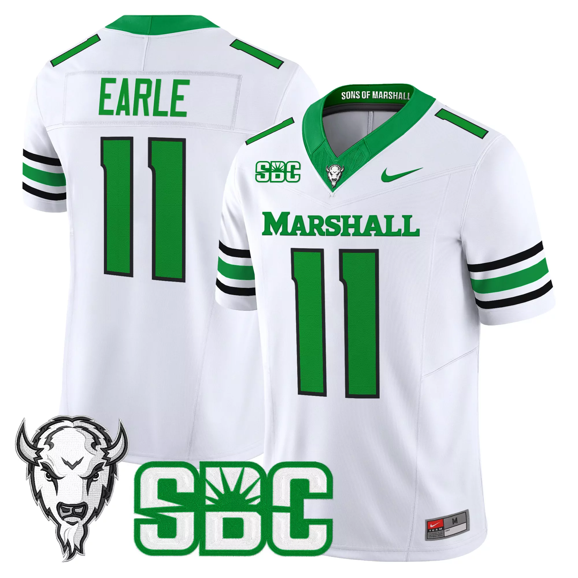 Earle 11 Men'S Stitched Jersey Marshall Thundering Herd White Sbc Patch 2025