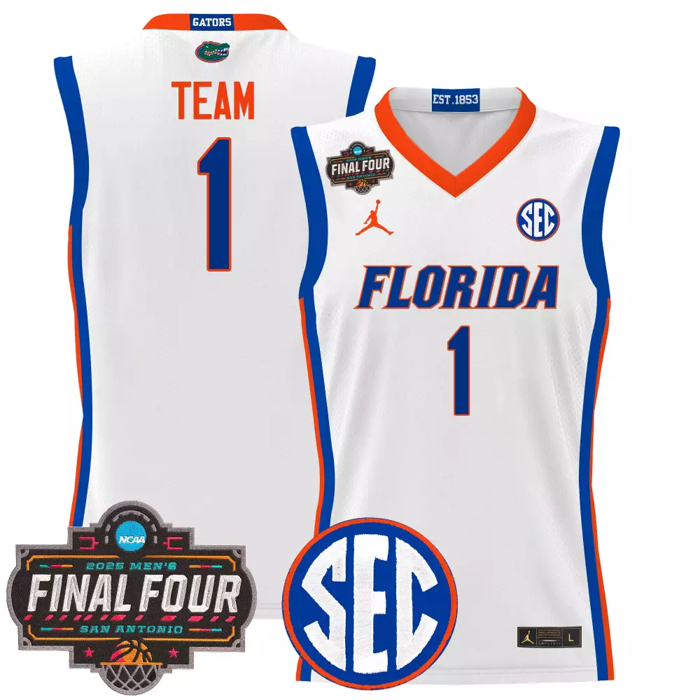Florida Gators Men's 2025 Final Four White Stitched Basketball Jersey | Team 1 | Replica Fan Gear | For Men, Women & Youth