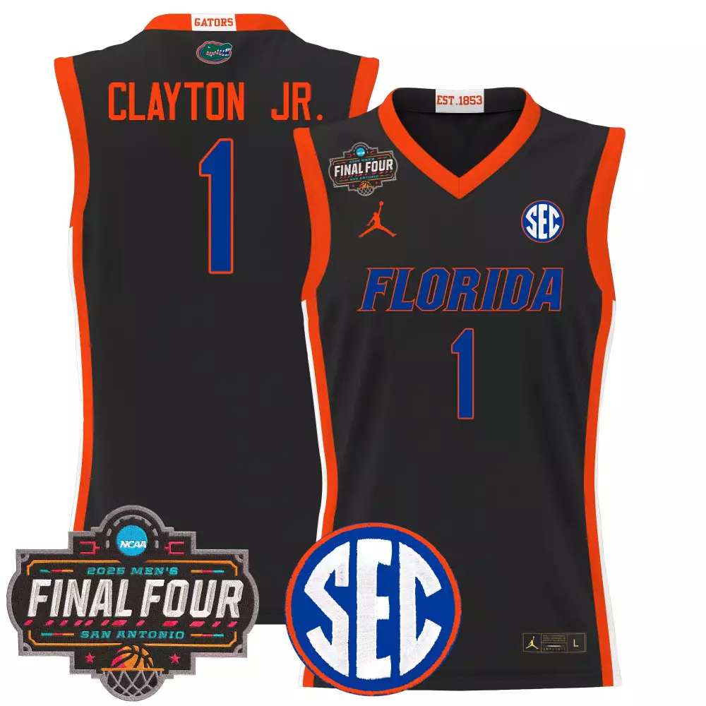 Clayton Jr. Florida Gators 2025 Black Stitched Basketball Jersey | Final Four Edition | Game Day Outfit | For Men, Women & Youth