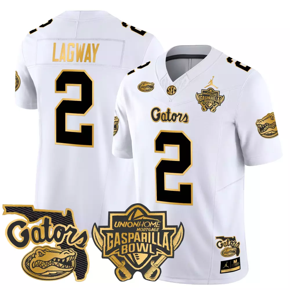 Lagway Florida Gators 2024 White Stitched Jersey | Gasparilla Bowl Patch | Limited Edition Fan Gear | For Men, Women & Youth