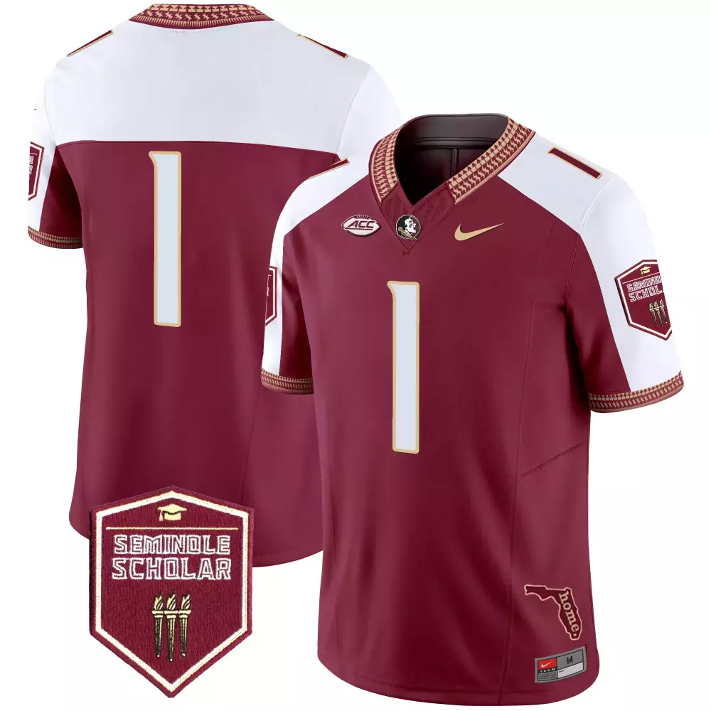 florida state seminoles maroon jersey with seminole scholar patch customizable name number