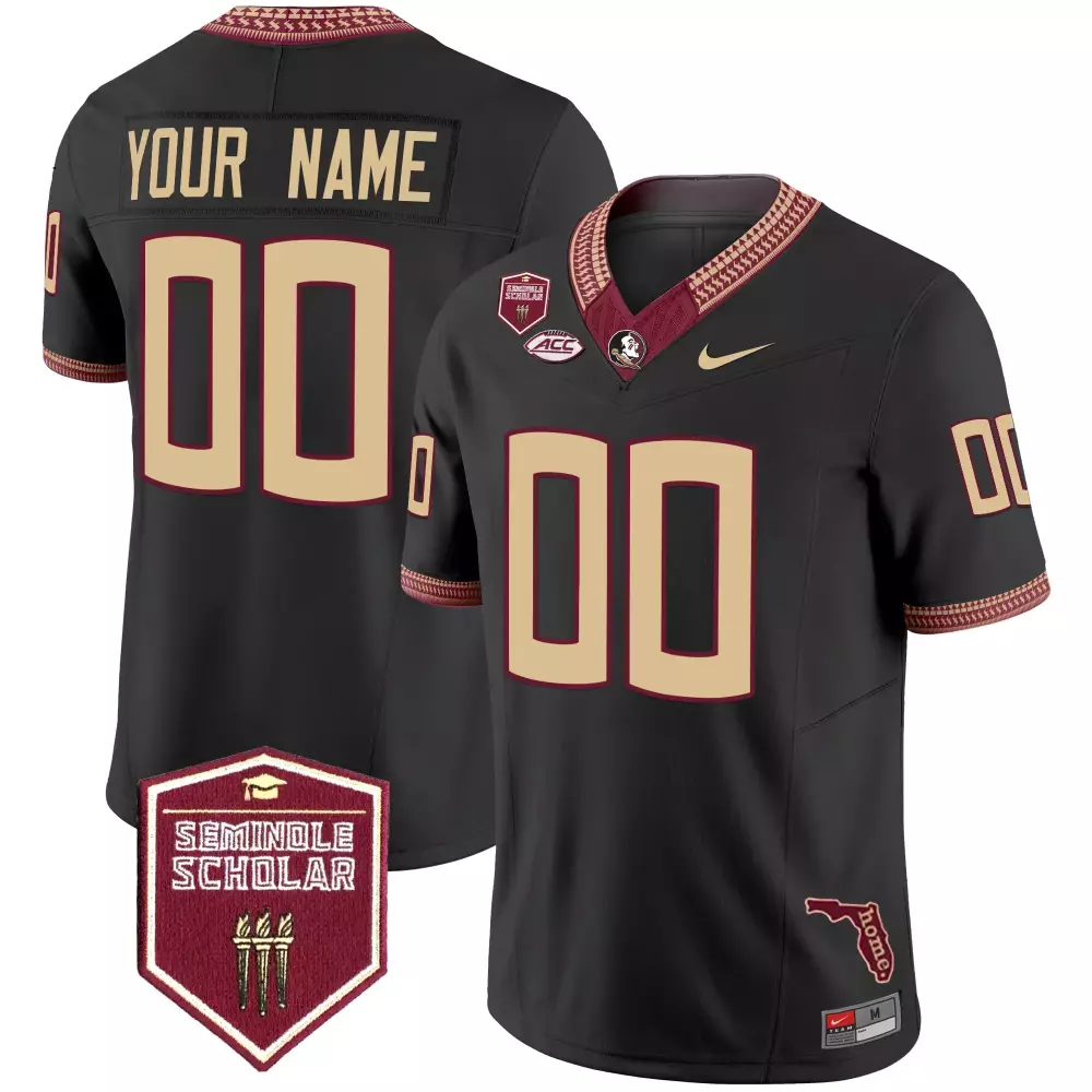 florida state seminoles maroon jersey with seminole scholar patch customizable name number