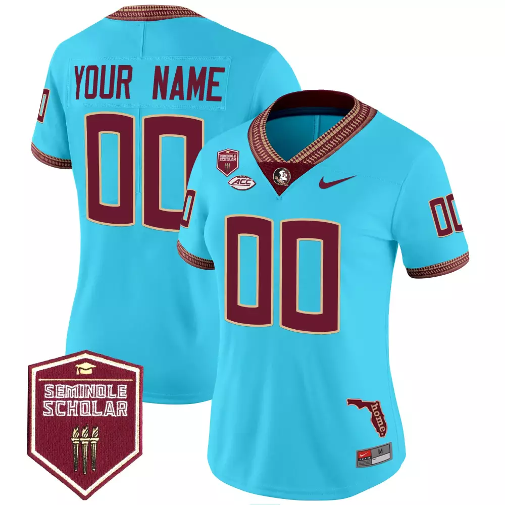 florida state seminoles white jersey with seminole scholar patch customizable name number