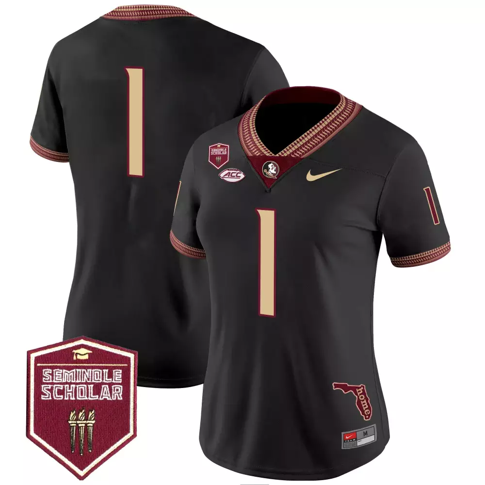 florida state seminoles white jersey with seminole scholar patch customizable name number