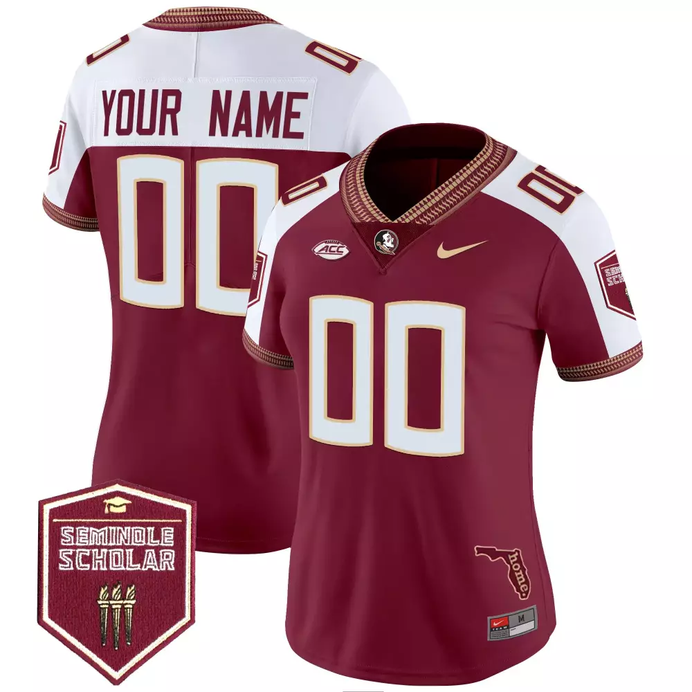 Florida State Seminoles Women'S Maroon Stitched Jersey 2025 Your Name 00 Seminole Scholar Patch