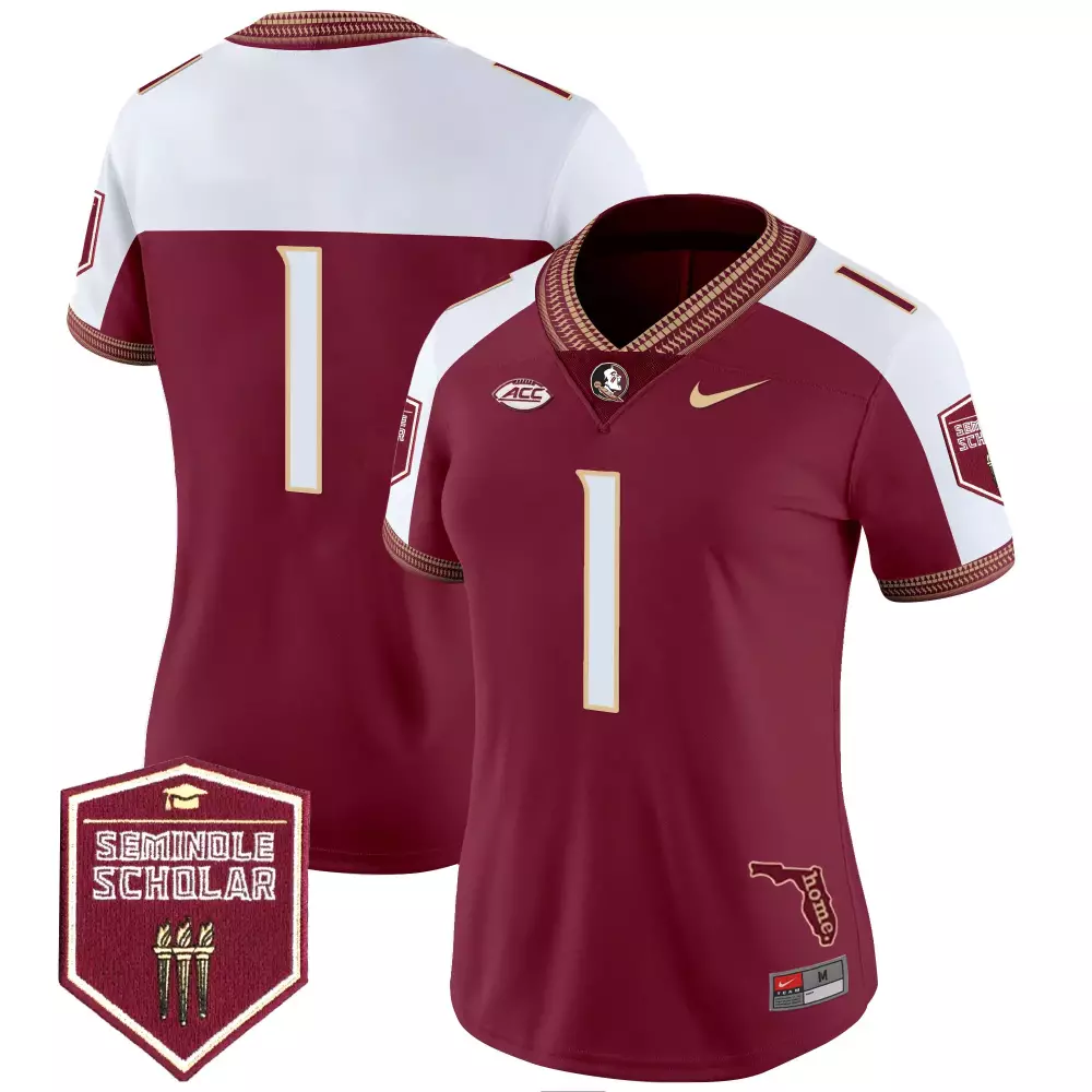 Florida State Seminoles Women'S Maroon Stitched Jersey 2025 Your Name 00 Seminole Scholar Patch