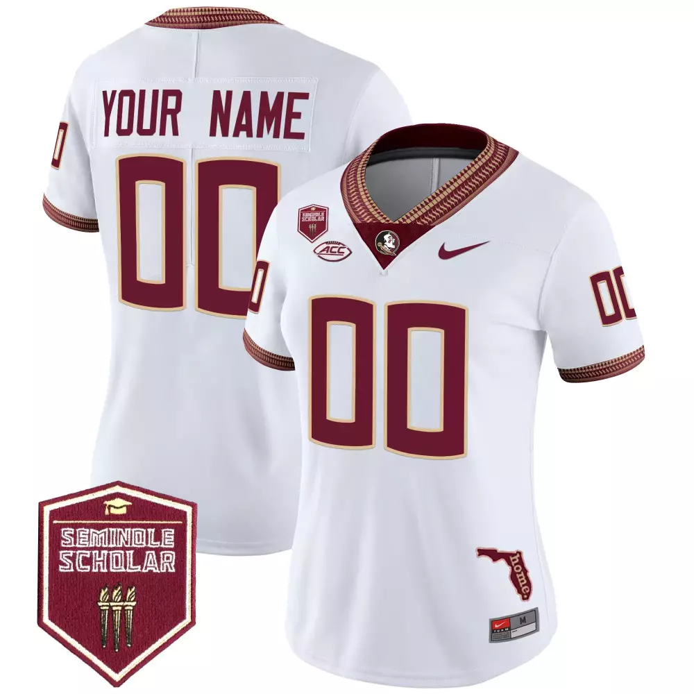 Florida State Seminoles Women'S Maroon Stitched Jersey 2025 Your Name 00 Seminole Scholar Patch