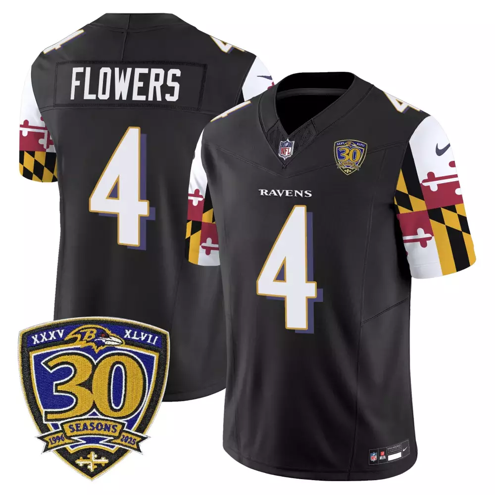 Flowers 4 Men'S Stitched Vapor Jersey Baltimore Ravens White 30Th Anniversary 2023