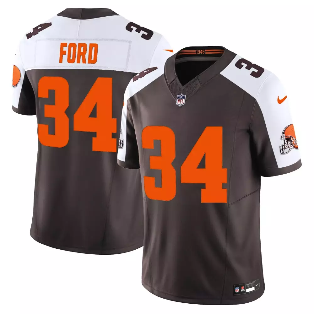 Ford 34 Cleveland Browns Men's Stitched Vapor Jersey | Bold Orange Name Patch 2025 | Fan Gear for Game Day | For Men, Women & Youth