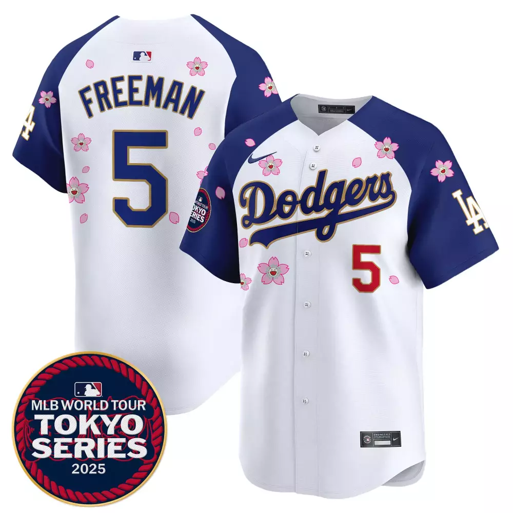 Freeman 5 Los Angeles Dodgers 2025 Stitched Vapor Jersey | White Floral Theme | Limited Edition Fan Gear | For Men, Women & Youth