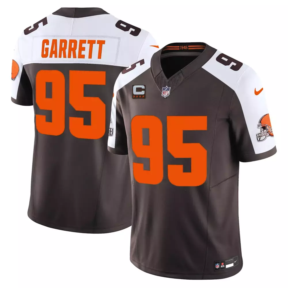 Garrett 95 Women's Stitched Vapor Jersey | Black Cleveland Browns 1946 Patch | Replica Fan Gear | For Men, Women & Youth