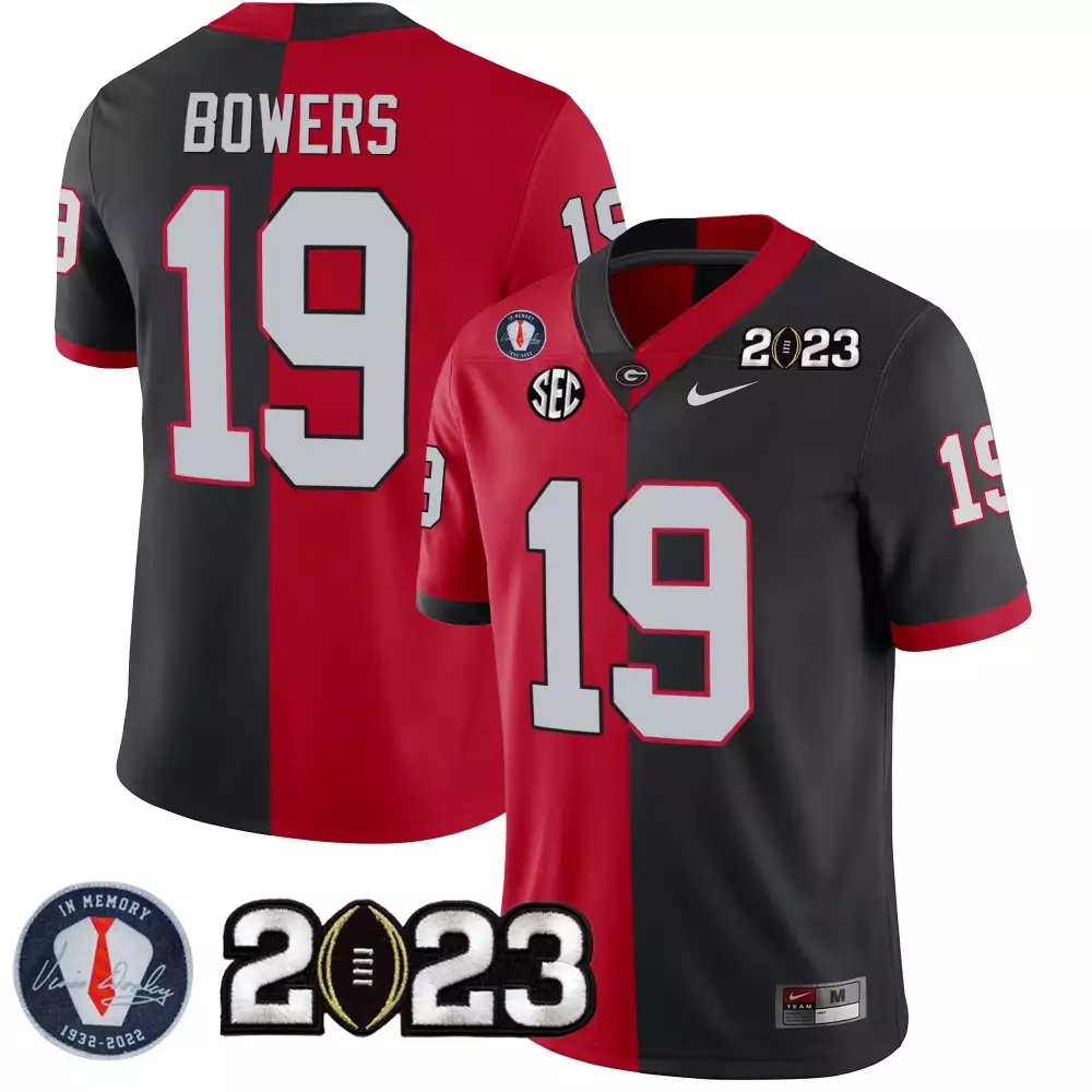 Georgia Bulldogs 2023 Stitched Jersey | Black Red Bowers 19 Name Patch | Limited Edition Fan Gear | For Men, Women & Youth