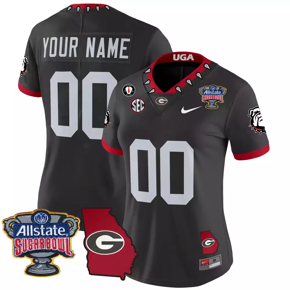 Georgia Bulldogs Black Custom Youth Jersey 2024 | All Stitched Sugar Bowl Style | Fan Gear for Kids | For Men, Women & Youth