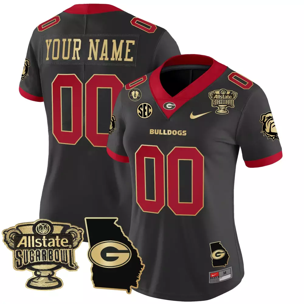 Georgia Bulldogs Black Custom Youth Jersey 2024 | All Stitched Sugar Bowl Style | Fan Gear for Kids | For Men, Women & Youth