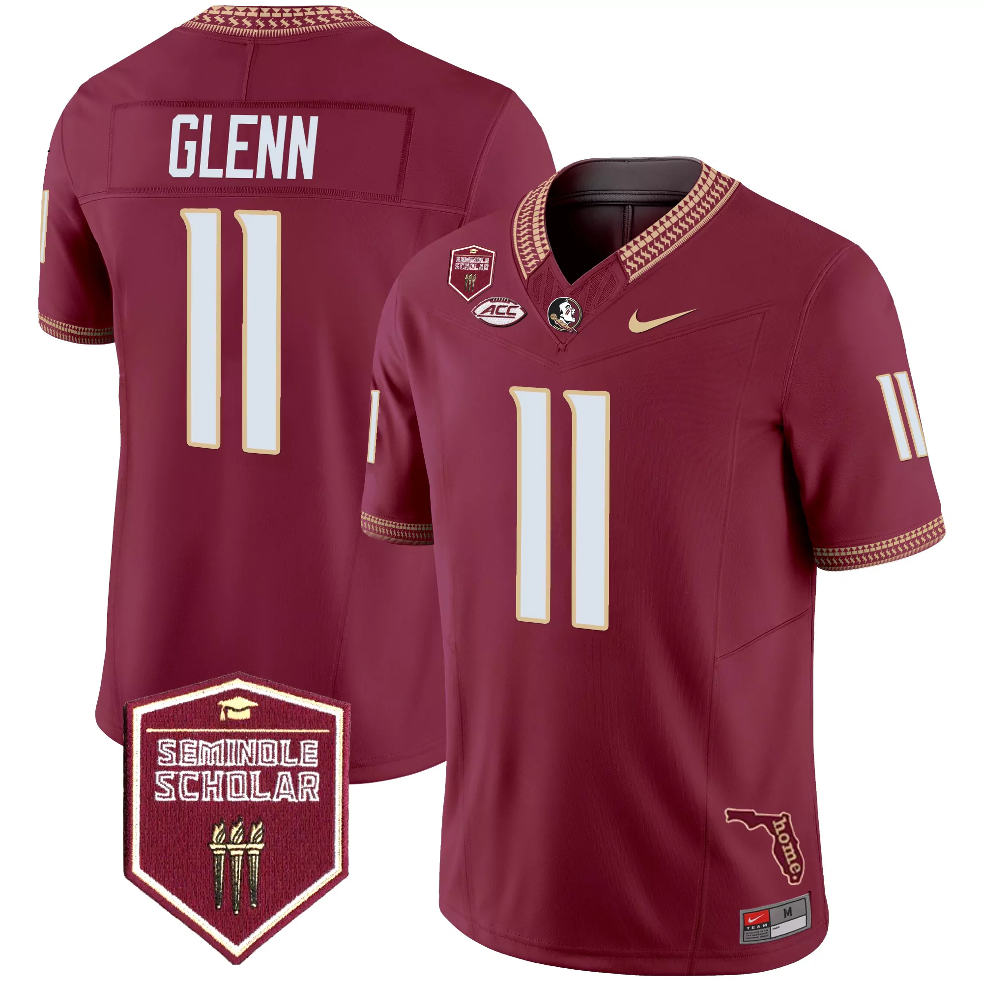 glenn 11 women s vapor jersey black florida state seminoles 2025 seminole scholar patch