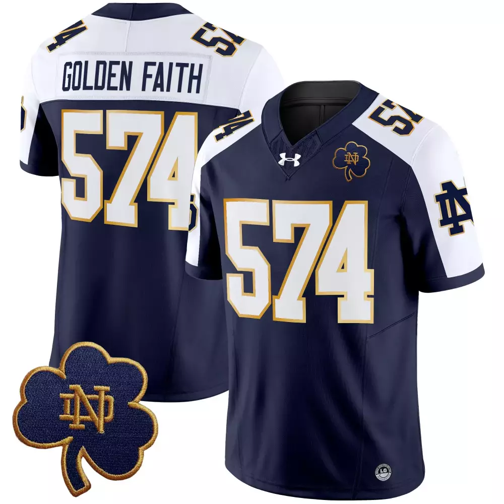 golden faith 574 men s vapor limited jersey notre dame fighting irish white 2025 embroidered patch